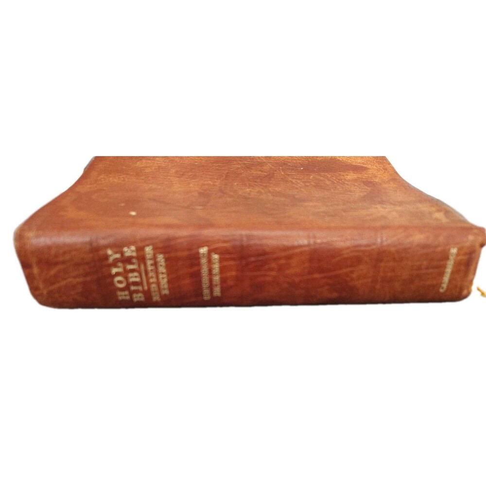 Vintage Cambridge Cameo KJV Bible Red Letter Concordance India Paper 1980s Brown